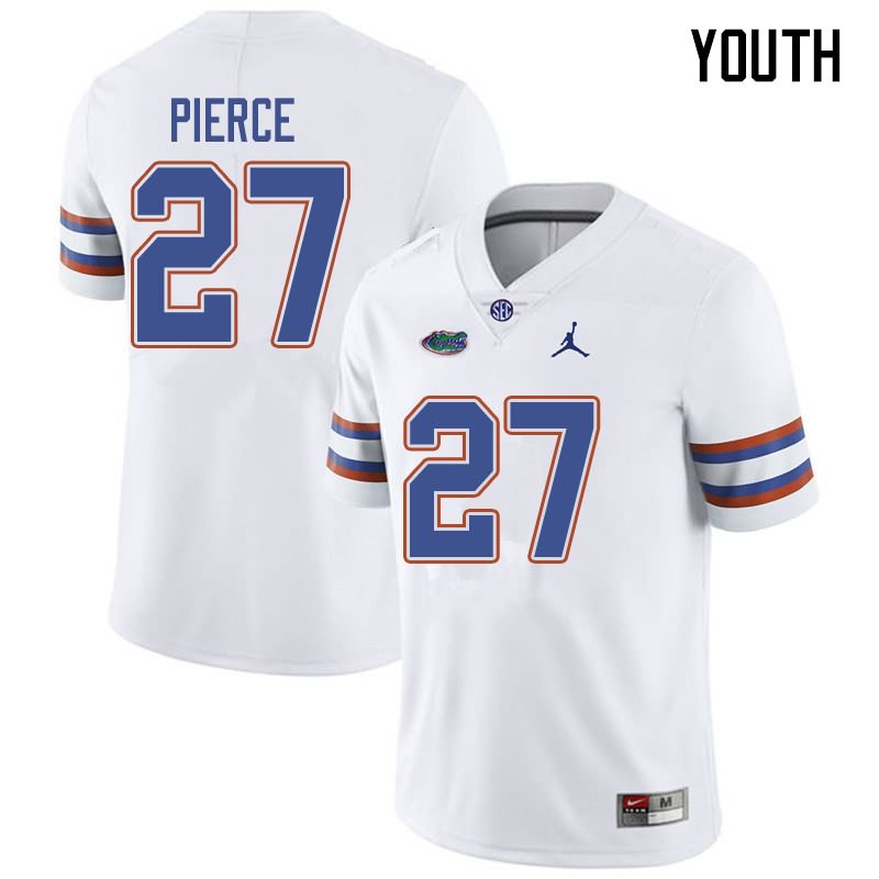 NCAA Florida Gators Dameon Pierce Youth #27 Jordan Brand White Stitched Authentic College Football Jersey SIC8764TB